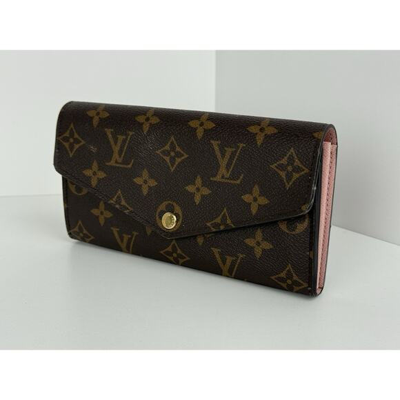 Louis Vuitton Monogram Sarah Long Wallet Brown Canvas Pink Interior - Picture 1 of 11
